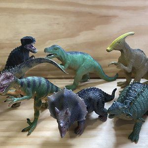 Lot of 15 Dinosaurs Realistic Toys - T-Rex Jurassic Animals Triceratops Rubber